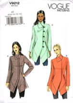 Vogue V9212 Misses 6 to 14 Lined Asymmetrical Jacket Uncut Sewing Pattern - £14.74 GBP