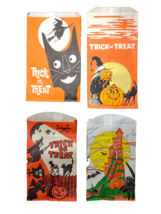 Vintage Halloween Trick Or Treat Candy Loot Bags Haunted Castle Witch Bl... - £15.31 GBP