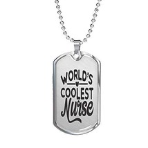 Express Your Love Gifts World&#39;s Coolest Nurse Necklace Stainless Steel or 18k Go - £55.34 GBP