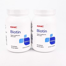 GNC Biotin Healthy Hair Skin Nails 5000mg 120 Capsules Lot of 2 BB6/24+ - £22.74 GBP