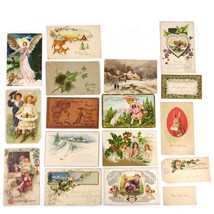 14pc Lot Early 1900s Holiday Postcards, Easter Christmas New Year Embossed Angel - £22.74 GBP