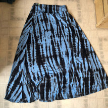 Signature Studio Tie Dye Blue &amp; Brown Print Xl Elastic Waist Maxi Skirt Modest - £21.06 GBP