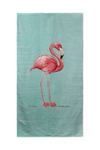 Betsy Drake Pink Flamingo on Aqua Beach Towel - £48.62 GBP