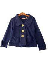 STEPPING ON SNOW Womens Coat Button Down Long Sleeve Navy Blue Size M - $25.91