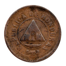 1912 Honduras 2 Moneda Bronce Moneda Km #69 Muy Fina Estado - $36.37