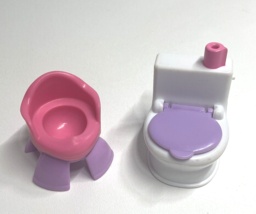 Fisher Price Loving Family Dollhouse Bathroom Toilet &amp; Potty Chair Lot Of 2 - £7.71 GBP