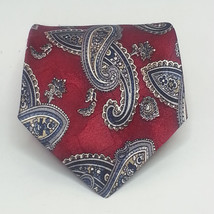 KETCH Men Dress Tie Polyester Red Silver Paisley 3.75&quot; wide 59&quot; long  - £10.92 GBP