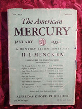 American Mercury January 1931 Edgar Lee Masters H. H. Lewis - £10.35 GBP