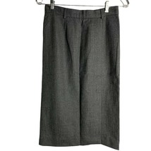 Vintage Wool Midi Pencil Skirt 10 Grey Lined Front Slit Button Zip Belt ... - £29.72 GBP