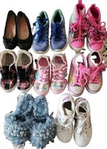 Eight (8) Pair ~ Girls&#39; Sizes 10.5 - 13 ~ Shoes ~ Sneakers ~ Flats ~ Sli... - $37.40