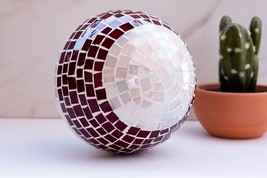 Mosaic Ball, Stained glass ornament, Home Office garden TABLETOP Decoration - £46.76 GBP