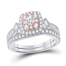 10kt Two-tone Gold Round Diamond Bridal Wedding Ring Set 1 Ctw (Certified) - £1,247.18 GBP