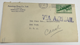 American Drug Co Ltd Honolulu Hawaii Vtg Envelope Stationery Used Posted 1944 - £9.86 GBP