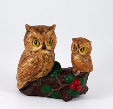 Homco Owl Figurine Mama and Baby Ceramic 5&quot; Statue 1970&#39;s Vintage - £7.85 GBP