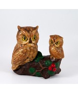Homco Owl Figurine Mama and Baby Ceramic 5&quot; Statue 1970&#39;s Vintage - £7.82 GBP