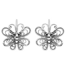 Stunning Butterfly Twisting Filigree Swirl Sterling Silver Dangle Earrings - £11.62 GBP