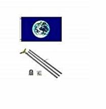 2x3 2x3 Planet Earth Flag Galvanized Pole Kit Eagle Top BEST Garden Outdor Decor - $29.88