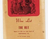 The Hut Wine List Route US 220 Martinsville Virginia 1960&#39;s - £12.70 GBP