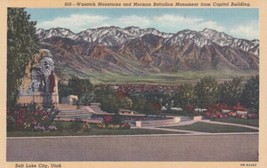 Salt Lake City Utah UT Wasatch Mountains Mormon Battalion Monument Postcard C17 - £2.24 GBP