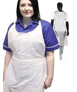 UK SELLER | Pack Of 100x Disposable Examination Plastic Light Aprons Whi... - £10.84 GBP