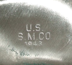 US Army stainless steel canteen SMCO 1943 w aqua paint job &amp; minor dents - $25.00
