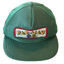 PAC MAN Pacman Patch Hat Arcade Midway 1981 Trucker Green Mesh Cap Lg Vi... - $19.99