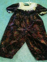 Vtg The Children&#39;s Hour Baby Girls Paisley Velour Pantsuit Jumper  Sz 18... - £29.97 GBP
