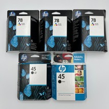HP 45 Black 78 Tri-color Ink Cartridge Lot Of 5 OEM NEW Warranty End 201... - £56.93 GBP