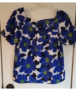 Womens M Rafaella Multicolor Floral Design Square Neck Shirt Top Blouse - £14.73 GBP