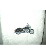 Motorcycle Embroidered Hand Towel White Luxury Wamsutta Vintage 30&quot; x 16... - £23.95 GBP