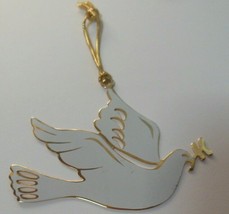 Vintage Signed G. DUCHIN 1987 USA Metal Enamel Christmas Ornament Dove - £17.36 GBP