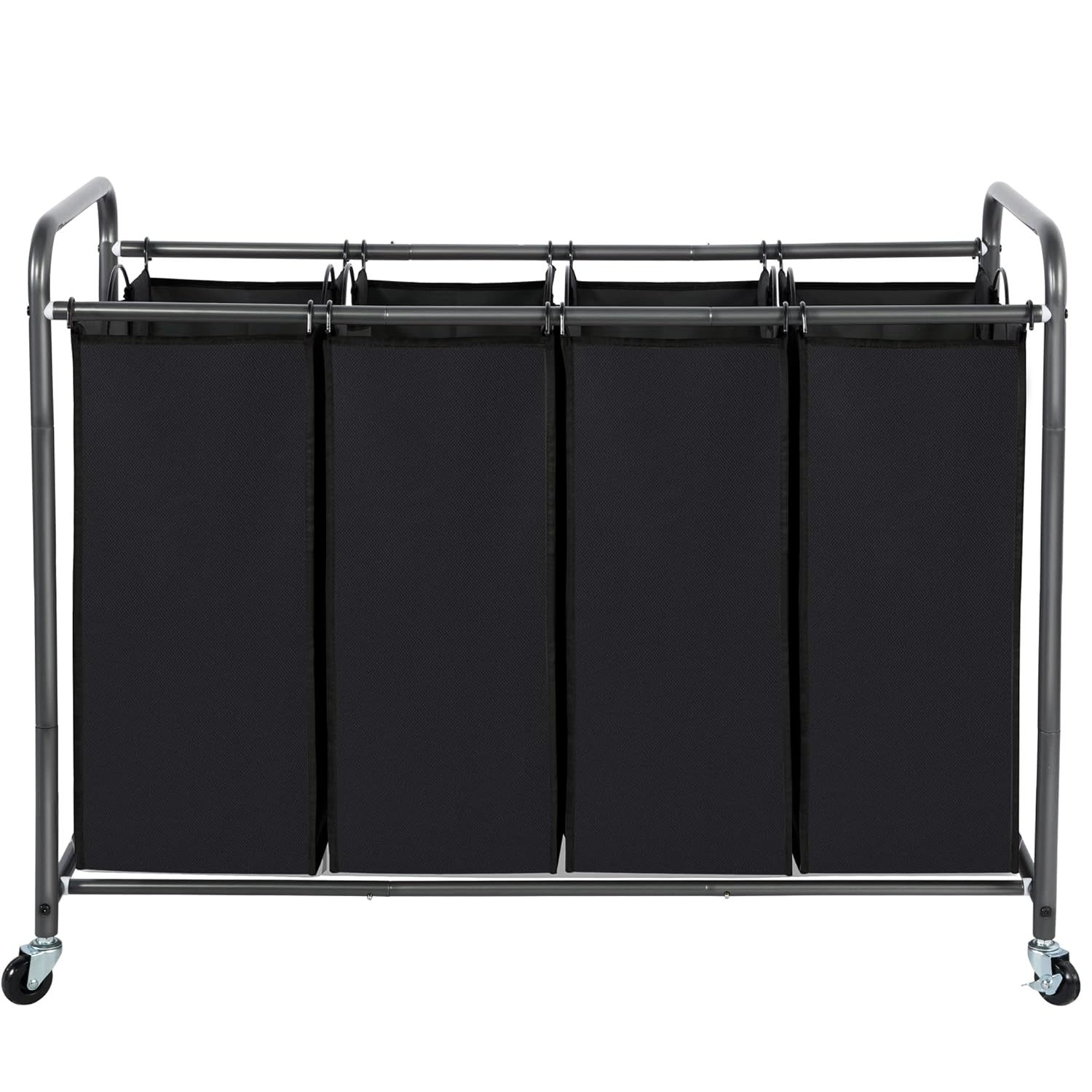 Laundry Sorter 4 Section, 4 Bag Laundry Hamper, Rolling Laundry Cart, Laundry Ba