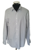 Perry Ellis Dress Shirt Men&#39;s Size X-Large Button Front Gray Checks Long Sleeves - £14.79 GBP