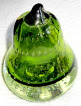 Green Pear Vintage Glass Paperweight Handblown with Bubbles  - £11.95 GBP