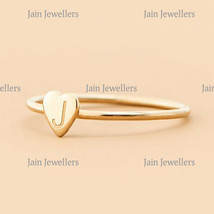 18 Kt, 22 Kt Real Solid Yellow Gold Initial Letter J Heart Ring7 8 9 10 11 12 13 - £438.13 GBP+
