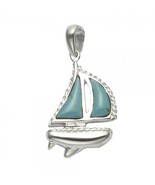 Sterling Silver Sailboat with Turquoise Sails Pendant and Chain - $53.27 CAD