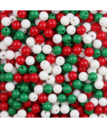 100 Pc 8mm Acrylic Straight Hole Round Beads  - New - Christmas Color - £6.25 GBP