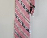 Susan G Komen Cancer Awareness Pink/Gray Stripe Pattern Neck Tie, 100% Silk - £7.44 GBP