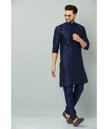 MENS KURTA &amp; PYJAMA SET FREE SHIPPING DRESS INDIAN ETHNIC PARTY WEAR Sil... - €24,77 EUR