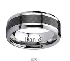 Personalized Men&#39;s Tungsten Wedding Band Size 9 &quot;CH&quot; - £67.33 GBP