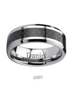 Personalized Men&#39;s Tungsten Wedding Band Size 9 &quot;CH&quot; - £68.25 GBP