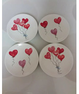 Set of 4 Maxcera 6&quot; Appetizer Dessert Plates Pink Hearts Balloon  Love D... - £23.52 GBP