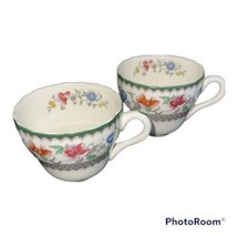 2 Tea Cups Vintage Spode Chinese Rose Floral Green Trim 2/9253 Discontinued - $34.62