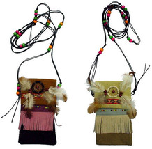 4 LEATHER GIRL POUCH W DREAM CATCHER bead feather purse - $9.49