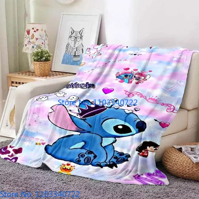 Anime Cartoon 3D Lilo &amp;Stitch Kids Blanket Throw for Bed Sofa Fleece Nap - £21.70 GBP+