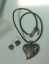 Silver-tone Filigree Heart Pendant Necklace &amp; Hook Earring Set - $17.81