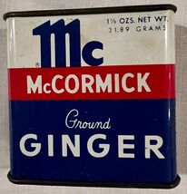 VINTAGE  McCORMICK METAL SPICE TIN  GROUND GINGER MARKED ON THE BOTTOM W... - $13.93 CAD