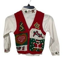 955 Kids Vintage Christmas Sweater Vest &amp; Turtleneck Shirt Girls Small /... - £14.96 GBP