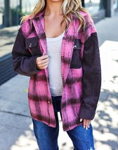 Entro Pink And Brown Front Pocket Shacket Size L - $26.73