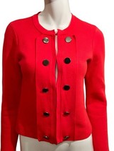 Chicos Cardigan Sweater Size 0 (Small) Red Long Sleeve Career Coastal Ol... - $11.94